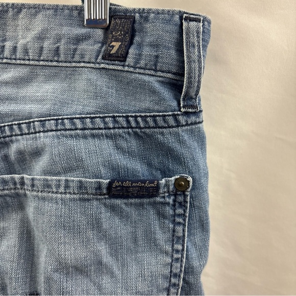 7 For All Mankind Mens Relaxed Straight Blue Jeans 32x35 Rare Light Wash Denim - Picture 9 of 12